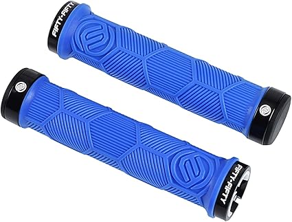 fifty fifty dual lock on mtb griffe mountainbike griffe rutschfeste lenkergriffe aus gummi blau amazon de sport freizeit