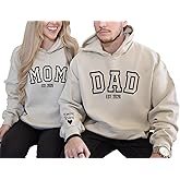 Merrvey Custom Mom and Dad Sweatshirt or Hoodie Mom and Dad Gift for New Parents 2026 Mommy and Daddy To Be Mama and Dada New Baby Announcement Matching Shirts Personalized Multicolor