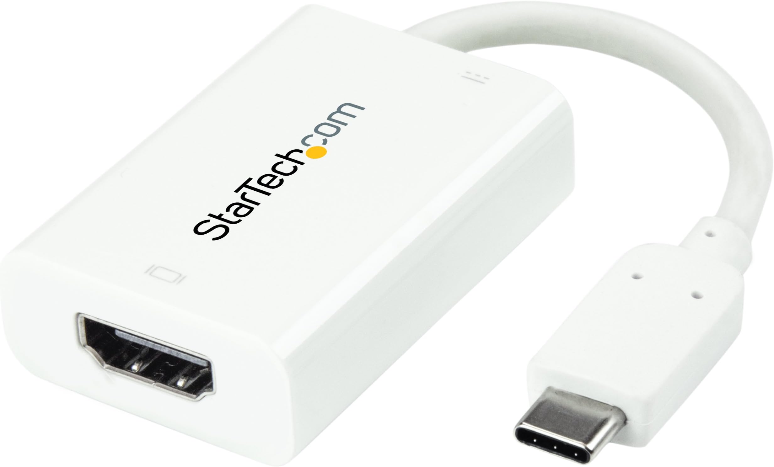 StarTech.com USB C to HDMI 2.0 Adapter with Power Delivery - 4K 60Hz USB Type-C to HDMI Display Video Converter - 60W PD Pass-Through Charging Port - Thunderbolt 3 Compatible - White (CDP2HDUCPW)