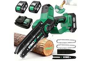 K I M O. KIMO 8-INCH Mini Chainsaw Cordless, 2 x 4.0Ah Batteries & Fast Charger, 34 FT/S Powerful Cutting Handheld Chain Saw w/Auto Oiler, Brushless Battery Powered Chainsaw Electric for Dad Tree Trimming