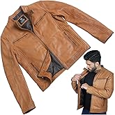 H2ZEE Brown Leather Jacket Men| Waxed Vintage Biker Jacket | Genuine Lambskin Motorcycle Clothing