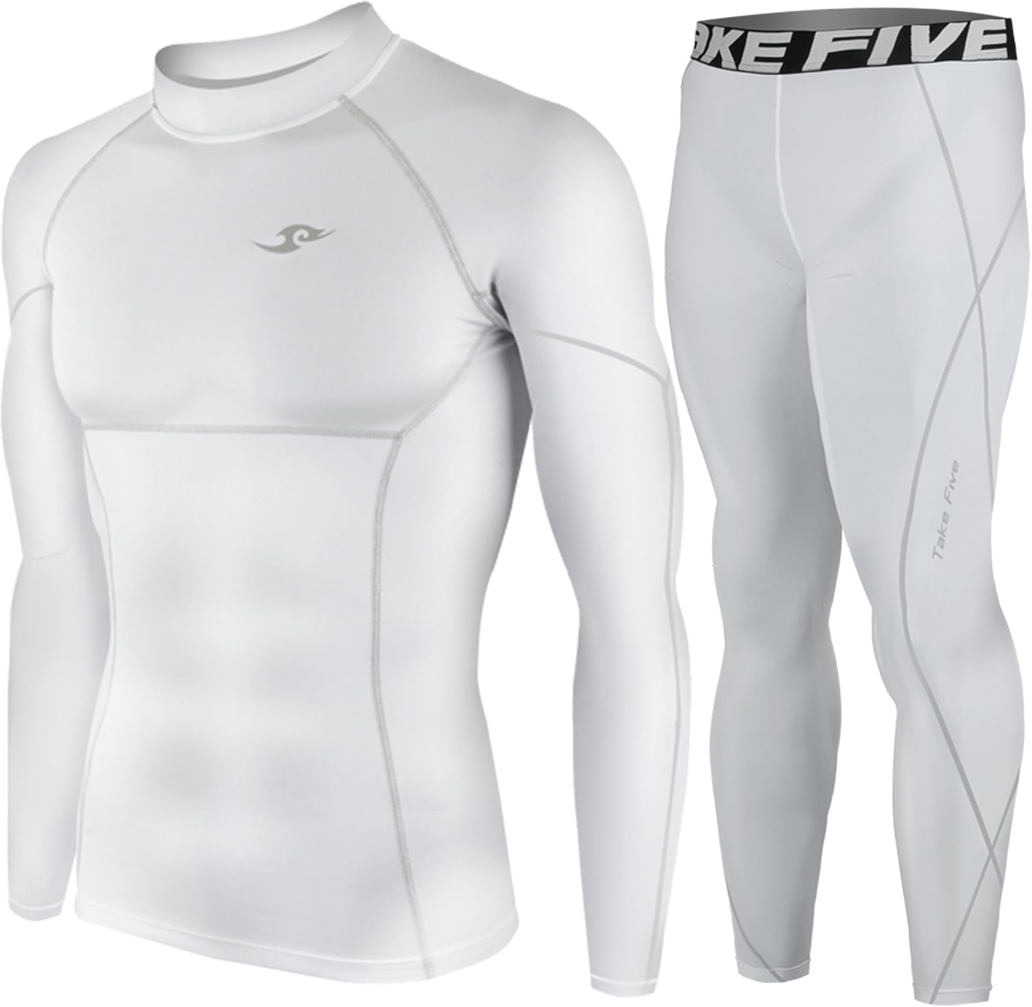 New White Compression Under Base Layer Wear Top & Pants SET Skin Tights