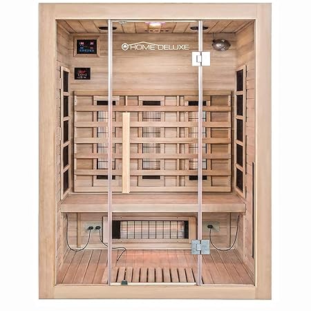Home Deluxe – Infrarotkabine – Sahara L – Vollspektrumstrahler – Holz: Hemlocktanne - Maße: 150 x 120 x 190 cm – inkl. vielen