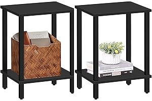 TUTOTAK End Table, Set of 2, Side Table, Nightstand, 2-Tier Storage Shelf, Sofa Table for Small Space, Living Room, Bed Room 