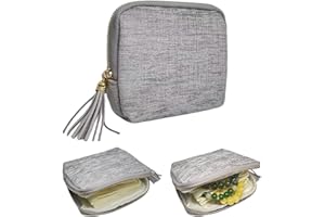 Sliopeayel Travel Jewelry Case, Small Jewelry Organizer/Storage Bag with Zipper & Tassel - 5 Pockets for Necklaces, Bracelets