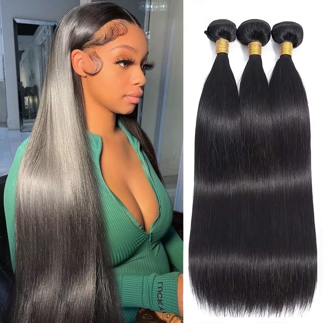 Human Hair Bundles 16 18 20 Inch 12A Brazilian Straight Human Hair Bundles 100% Unprocessed Virgin Weave 3 Bundles Human Hair Double Weft Hair Bundles Natural Color