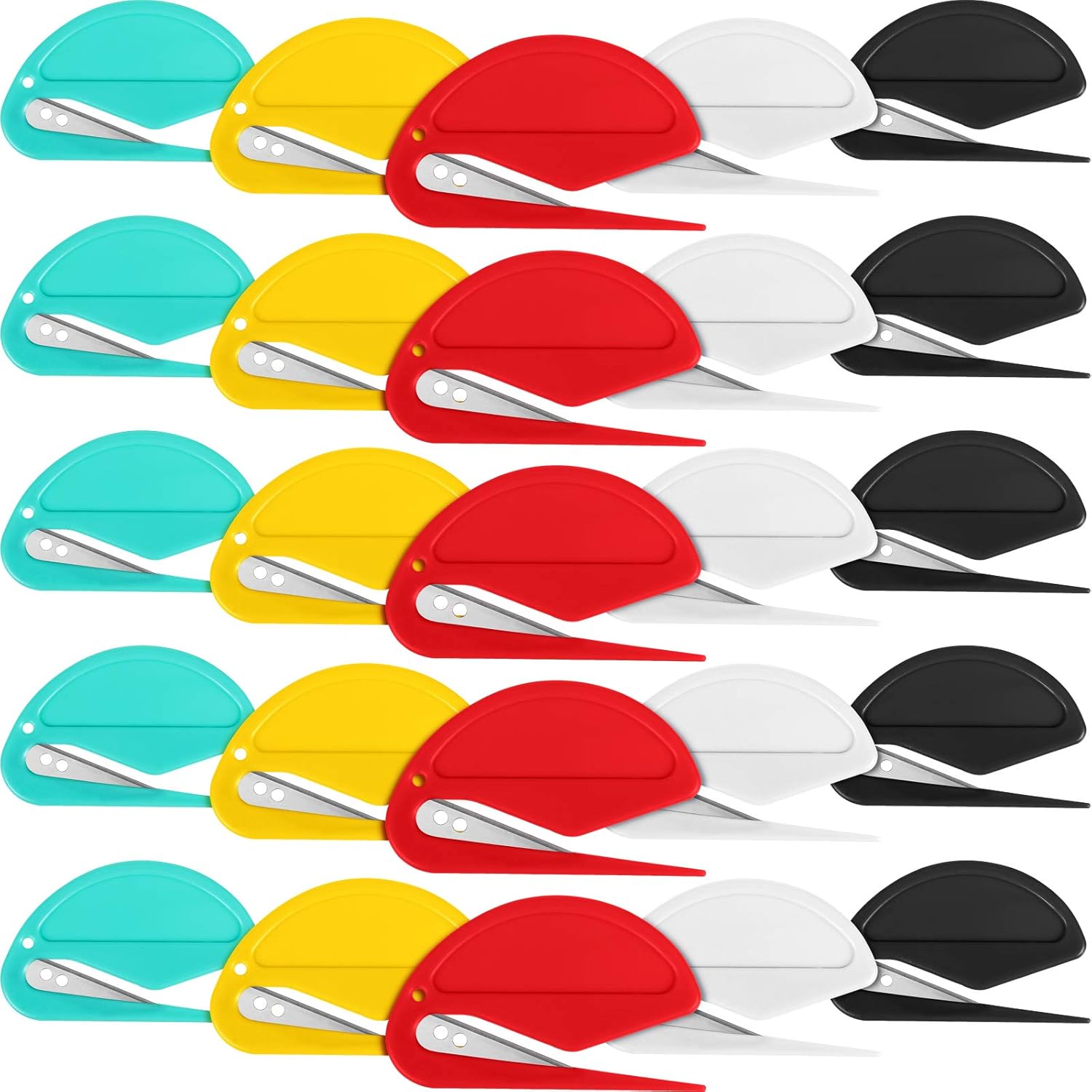 25 Pieces Letter Opener Envelope Slitter Mail Opener Plastic Razor Blade Paper Knife for Envelope, Package, Paper, Box and Mail