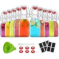 美しいベネチアンガラス製飲料セット Amazon.com: ZEBEIYU Swing Top Glass Bottles 4 oz With Flip
