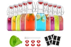 ZEBEIYU Swing Top Glass Bottles 4 oz With Flip Airtight Lids for Home Brewing, Beverages, Oil, Vinegar, Water, Soda, Kefir, Limoncello, Homemade liquor, vanilla（10 Pack