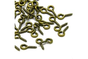 BEDAZZLINBEADS 100 Little Threaded Screw in Peg Eye Pin Findings w/ Loop for Half Drilled Beads (Antique Bronze Plated)
