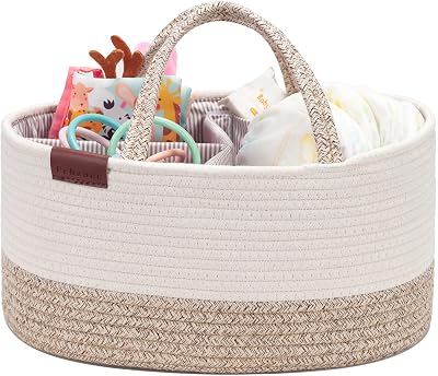 Febzoce Baby Nappy Caddy Organizer Neutral Brown 38 x 26 x 18 cm