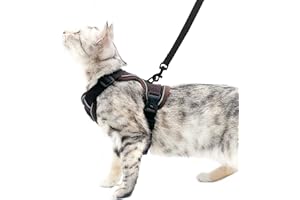 pangdi Cat Harness and Leash Set Escape Proof Tactical Extra Large Kitten Harness Emotional Support Cat Vest, Brown, XL