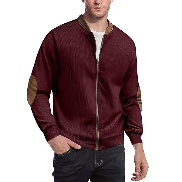 XDFVC CORDUROY JACKET FOR MEN FULL ZIP STAND...