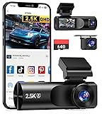 TUIFAC 3 Channel Dash Cam, 2.5K Dash Camera Front