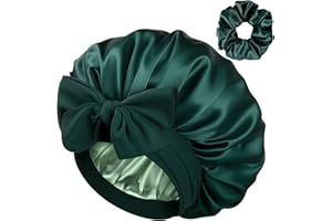 YANIBEST Silk Hair Bonnet for Sleeping, Double Layer Hair Bonnet with Elastic Tie Band for Curly Natural Hair Reduce frizz