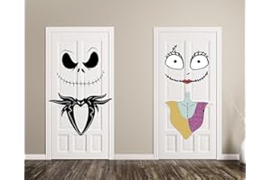 KingLive 4 pieces of Halloween door stickers decoration. Jackie Kellington door stickers Halloween. Big Jack Kellington stickers decoration of doors, windows, refrigerators, & other Halloween ite