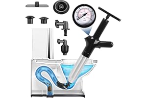 Toilet Plunger, High Pressure Air Drain Blaster with Visual Barometer Stainless Steel Toilet Clog Remover Toilet Unclogger Pl