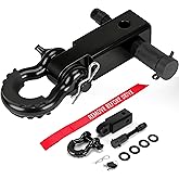 JEXTRA Shackle Hitch Receiver Fit 2" Hitch Receiver 45,000 LBS Breaking Strength 3/4" D Rings Shackle with Hitch Lock Trailer Hitch for Truck, Jeeps, SUV, Off-Road Rescue Towing，Black