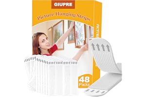 GIUPRE Picture Hanging Strips - 24-Pairs(48 Strips) Wall Sticky for Hanging Pictures on Wall Without Nails, Adhesive Picture Hangers Heavy Duty No Damage