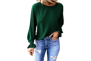 Dokotoo Long Sleeve Shirts for Women 2024 Fashion Fall Ruffle Bubble Sleeve Casual Loose Tops and Blouses
