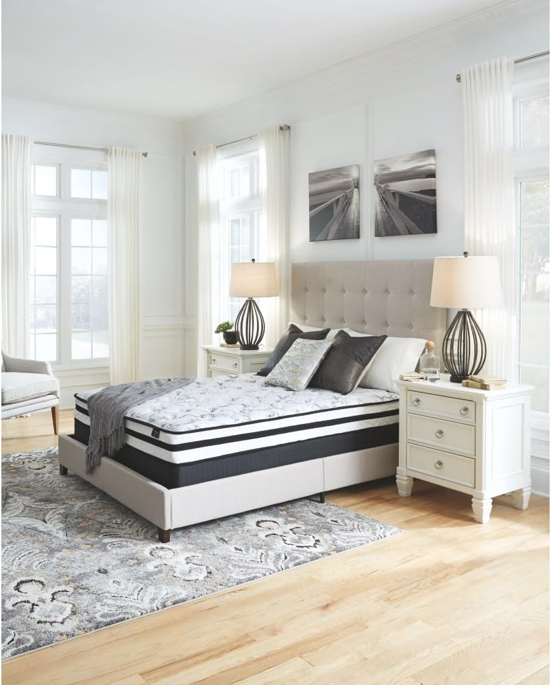 Ashley Chime 8 Inch Firm Hybrid Mattress - CertiPUR-US Certified Foam, Full: Furniture & Decor