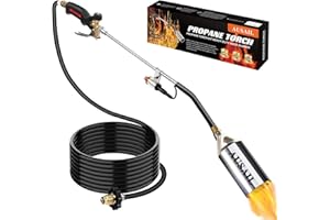 Propane Torch Weed Burner,Blow Torch,Heavy Duty,High Output Flamethrower with Turbo Trigger Push Button Igniter and 10 FT Hos