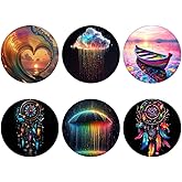 CClupady - 6 Pack Universal Phone Grip,Cell Phone Finger Holder Stand for Smartphone and Tablets - Colorful Wave Boat Black