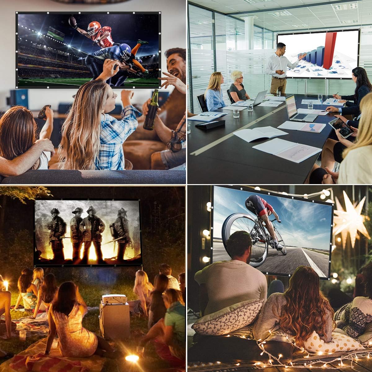 Projector Screen, Keenstone 120 Inch Projection Screen 4K 16:9 HD Foldable Wrinkle-Free Portable Movies Screen for Home Backyard Theater Outdoor Indoor Support Double Sided Projection, High Contrast: Electronics