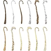 SUNNYCLUE 12Pcs Hook Bookmarks Findings Metal Bookmark Hairpin Stripe Hook Vintage Bookmark Clip for Crafting Jewelry Making Charms Findings Accessories, Mixed Color
