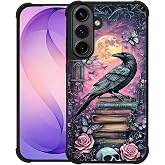 CARLOCA Case for Samsung Galaxy S26 Plus,Gothic Purple Bookshelf Crow Design Shockproof with 4-Sided Airbag, Anti-Scratch & Anti-Slip TPU Cover - Protective Phone Case for Men Women