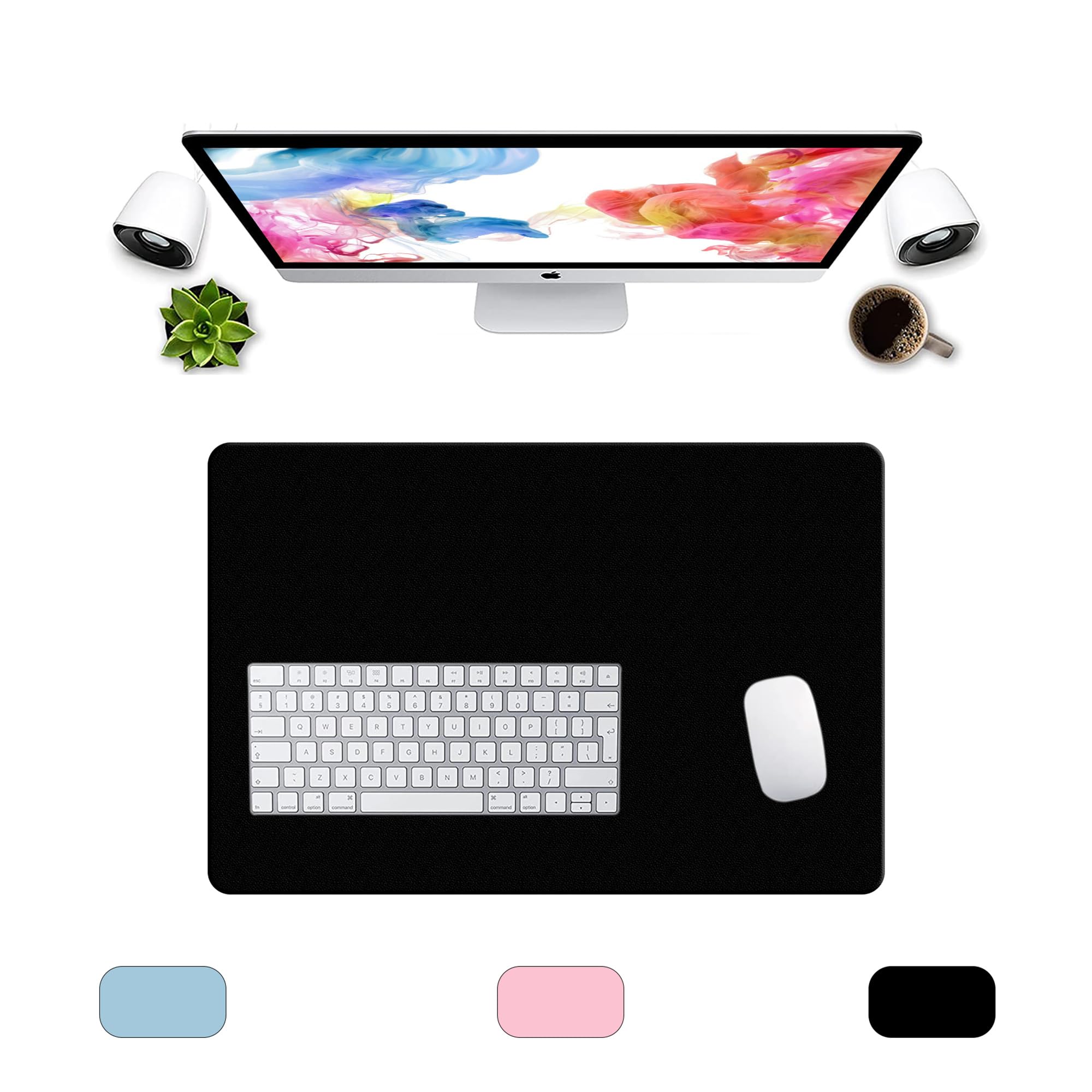 LL-COEUR XXL Leather Mouse Pad Gaming Keyboard Mat Waterproof Table Mat (600 x 400 x 2 mm, Black)