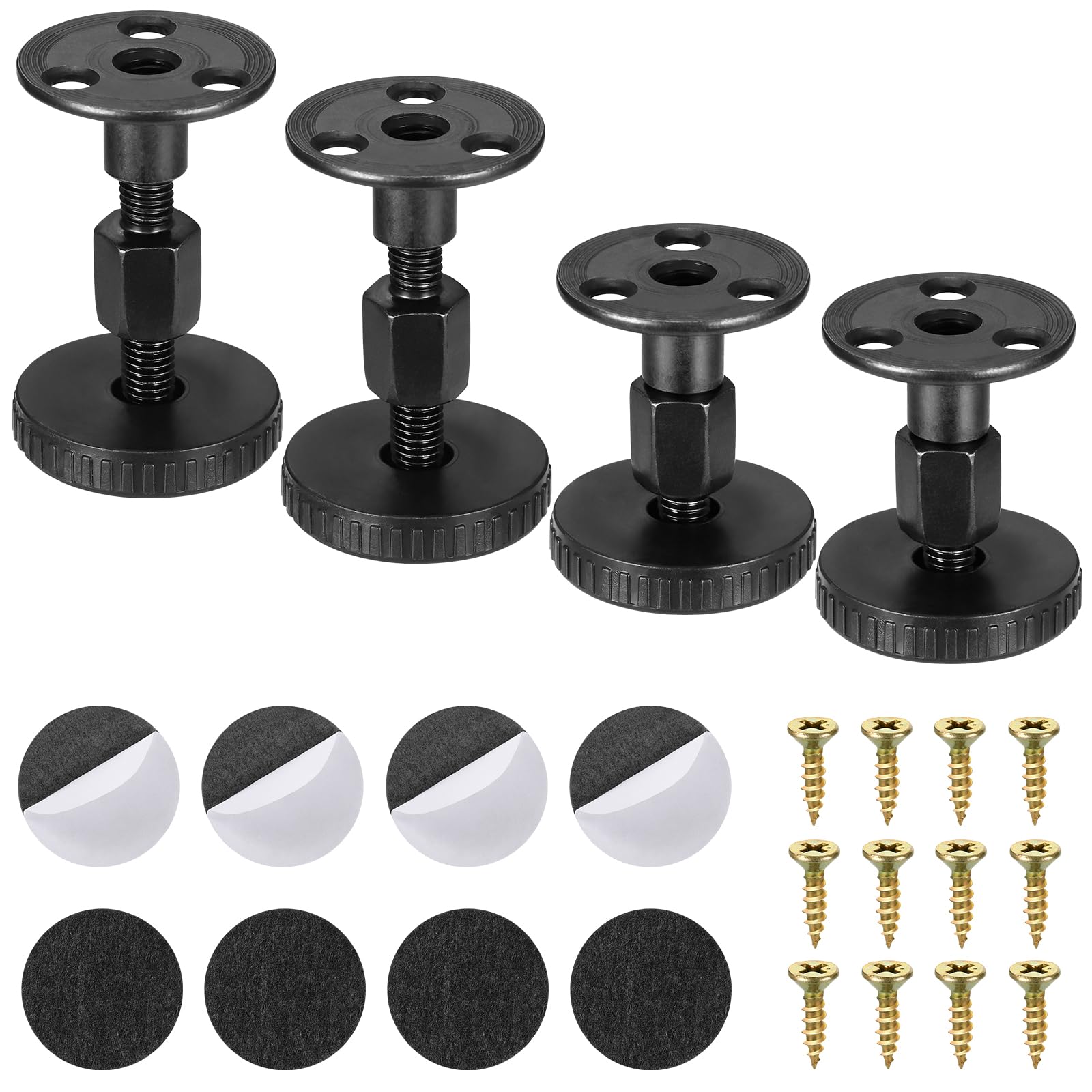 Zocipro 4Pcs Levelling Feet, 27-64 mm Furniture Feet Height Adjustable with T Nut Bolts, Furniture Leg Levelers, Threaded Table Leg Extenders for Furniture Legs