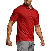 CQR Men's Polo Shirts, Tactical Short Sleeve Golf Performance Shirts, Lightweight Dry Fit UPF 50+ Pique