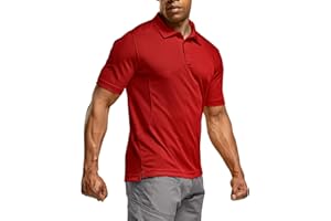 CQR Men's Polo Shirts, Tactical Short Sleeve Golf Performance Shirts, Lightweight Dry Fit UPF 50+ Pique