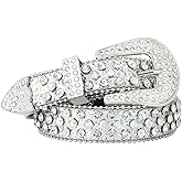 AWAYTR Rhinestone Belt for Women Men - Western Cowgirl Sequin Diamond Bling Studded Belts for Jeans Pants