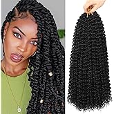 Ubeleco Passion Twist Hair 18 Inch 6 Packs x22 strands pack=132 Strands Full Head Water Wave Crochet Hair Long Curly Braiding Hair Spring Twist Braids Hair Extensions for Black Women