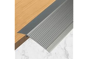 SAFEACET 4 inch Floor Transition Strip Wood to Tile, 36" Grey Aluminum Carpet to Tile Transition Strip, Interior Metal Thresholds for Doorways Vinyl Laminate