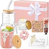 Teenyyou 10 Pcs Boss Lady Gifts Best Boss Appreciation Gift Set for Her with Tumbler Candle Bracelet Hand Cream Keychain Hair Tie Card Box for Office Lady Leader Women(Pink)