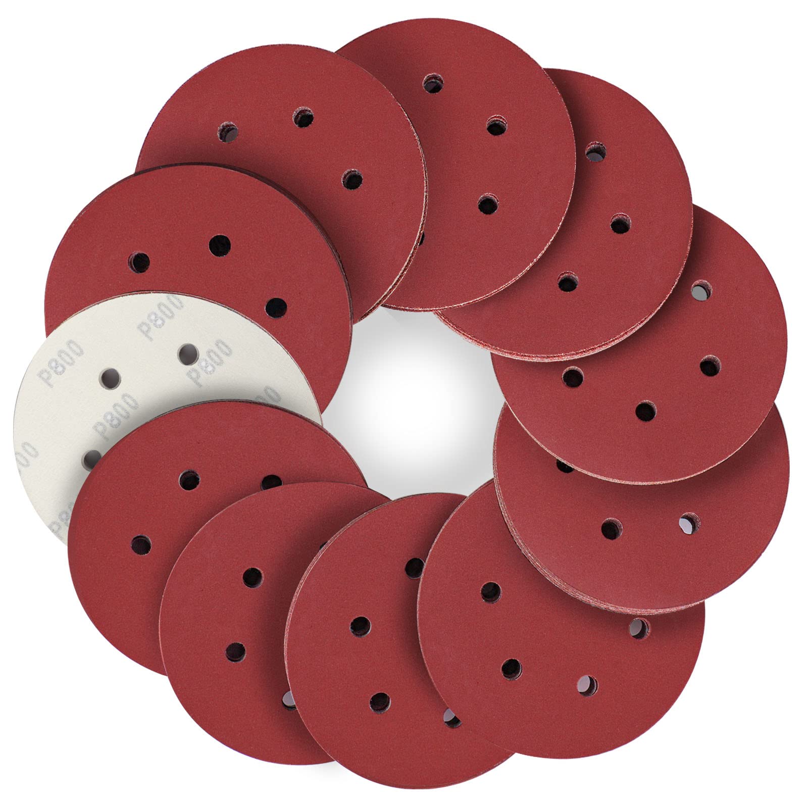STEBRUAM 150mm Sanding Discs 800 Grits 50PCS,Hook and Loop Sandpaper Pads for 6 Inch 6 Hole Random Orbital Sander — image 1