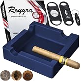 roygra Cigar Ash Tray with 3 Cutter Set, Outdoor Ashtray for Outside Patio | Cigar Ashtray, Guillotine, V Cut, Punch - Flexible Silicone, Smoking Accessories, Gifts for Smokers, Ashtrays for All Cigars