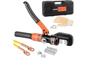 HZLZRZ Hydraulic Crimping Tool and Wire Crimping Tool Kit, Range 12AWG-2/0AWG, 9 Pairs Of Dies For Cable Tool, Wire Rope Electrical Terminal and Battery Cable Crimper (YQ/70C)