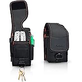 Aokotiyi Multitool Holster Sheath with Belt Clip - Small Multi-Pocket Tactical EDC Pouch Organizer, Compatible with Leatherman Wave+ / Signal Folding Tools, Utility Holder for Camping Hiking.