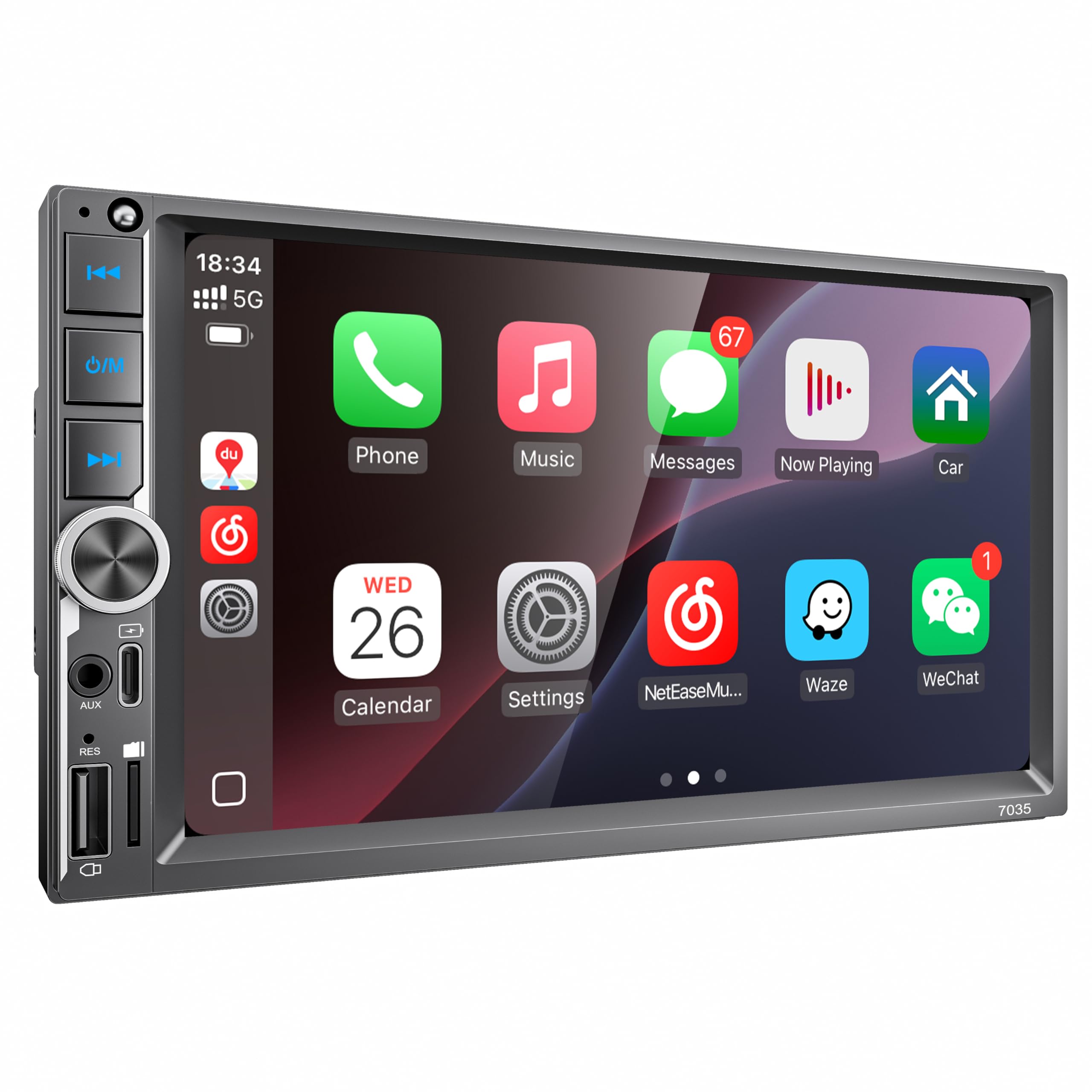 Photo 1 of [Improved] 7'' Double Din Car Stereo with Upgraded Wireless Apple Carplay for IOS26 / Android Auto, 240W High Power with EQ, Bluetooth, RDS/FM/AM Touchscreen Radio, USB Type-C/AUX/TF, Backup Camera