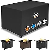 Zettum Fire Pit Cover Rectangular 48 Inch - Outdoor Fire Table Cover Rectangle Heavy Duty & Waterproof, 600D Patio Propane Gas Firepit Cover Rectangular Fade & Weather Resistant - 48 x 28 x 24 Inch
