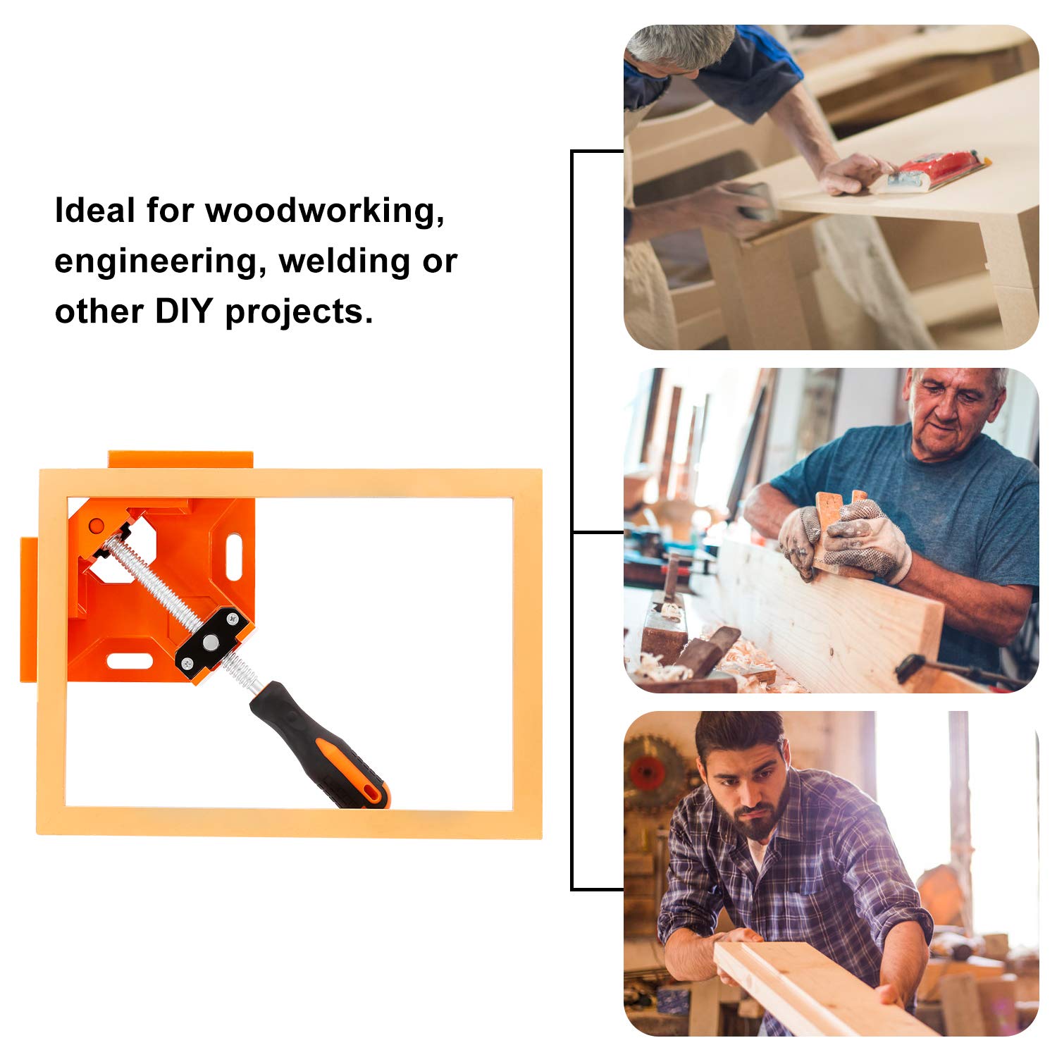 Frylr Clamp for Welding Wood-working 90 Degree Angle Corner Swing Jaw 11.4 x 2.4 x 8.7 inches Aluminum alloy die-casting Free Angle Adjustable