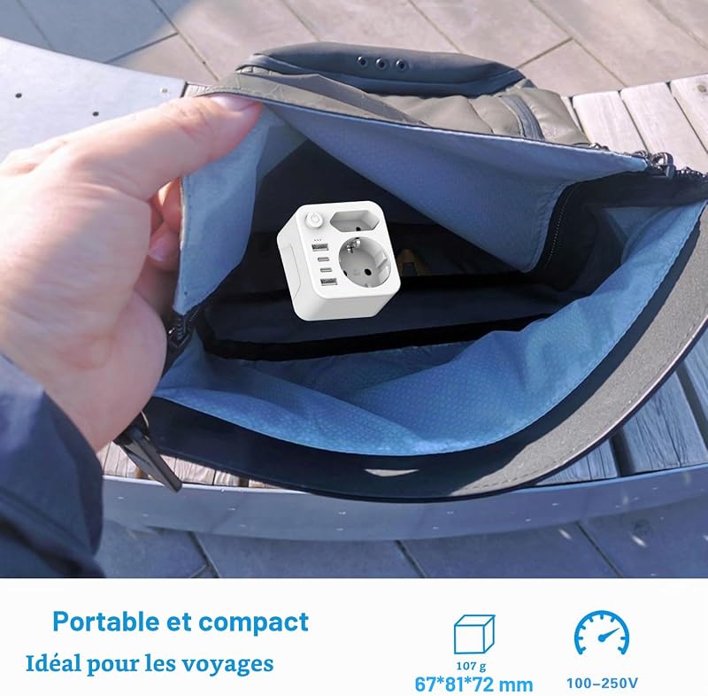 multiprise avec 4 blocs d'alimentation, prises USB C, 2 adaptateurs USB-C — photo 7 sur 7