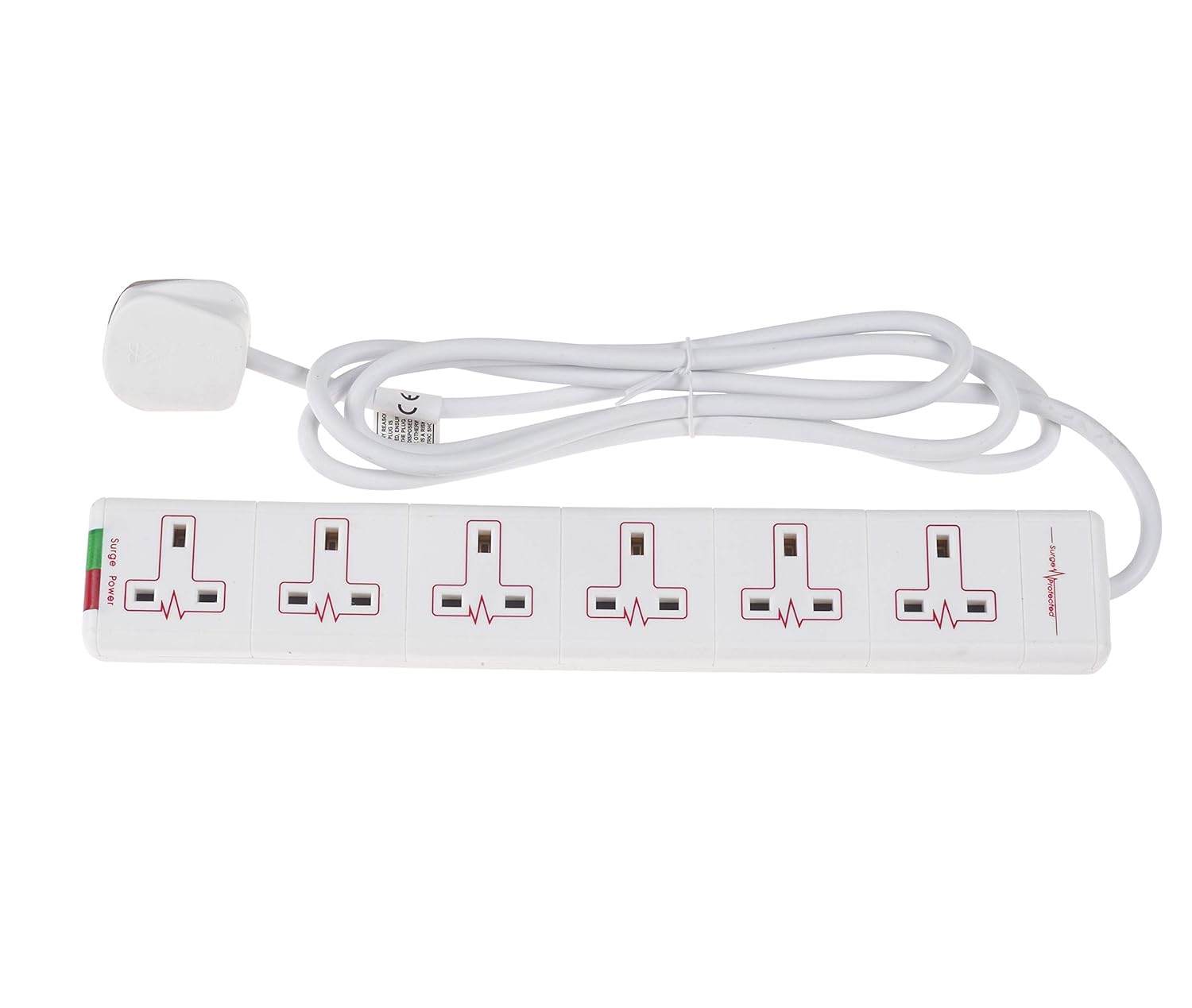 Schneider Electric Thorsman 6 Gang Socket Extension Lead, Surge