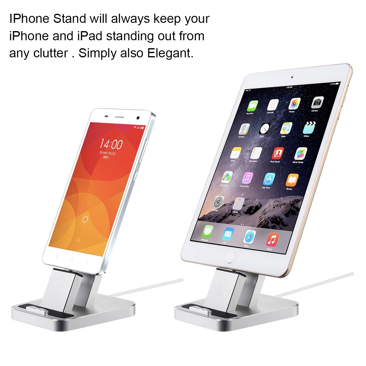 iPhone Dock,Aluminum iPhone Desk Charger Stand Dock Station Holder for iPhone 7/7Plus/6S/ 6/6 Plus/SE/5S and Samsung S7/S7 eage (Sliver)