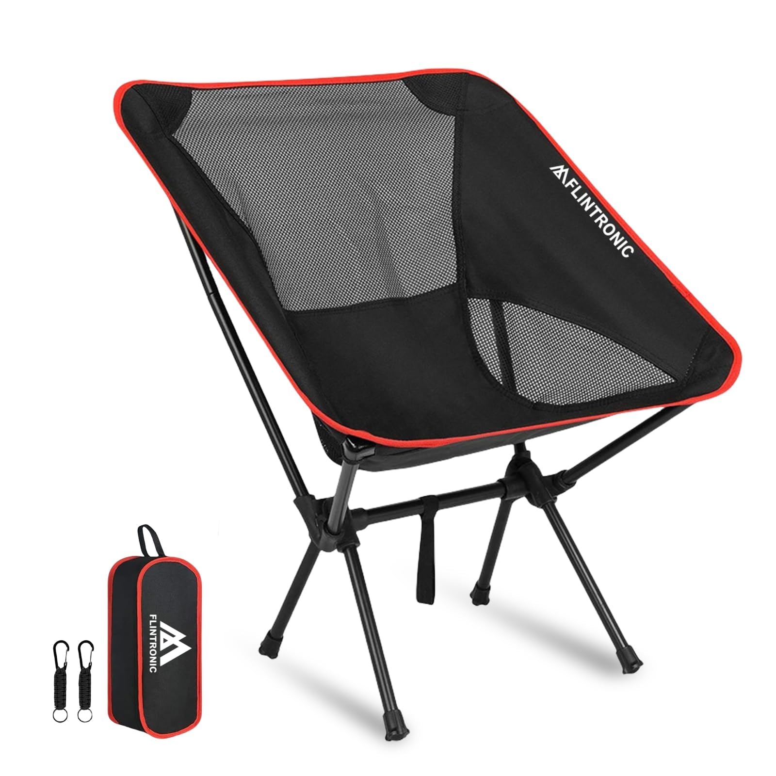 flintronic Portable Camping Chair, Compact Folding Backpacking Chairs, Ultra Light Garden Chair With a Carrying Bag for Outdoor, Hiking, Camping, Festivals, Picnic