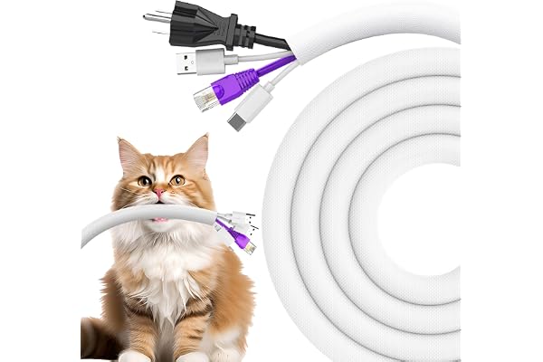 UOMTFAI Cord Protector from Cats Dogs 10ft 1/2 Inch, Flexible Cable Sleeve for Cable Management, Cable Cord Organizer Protect